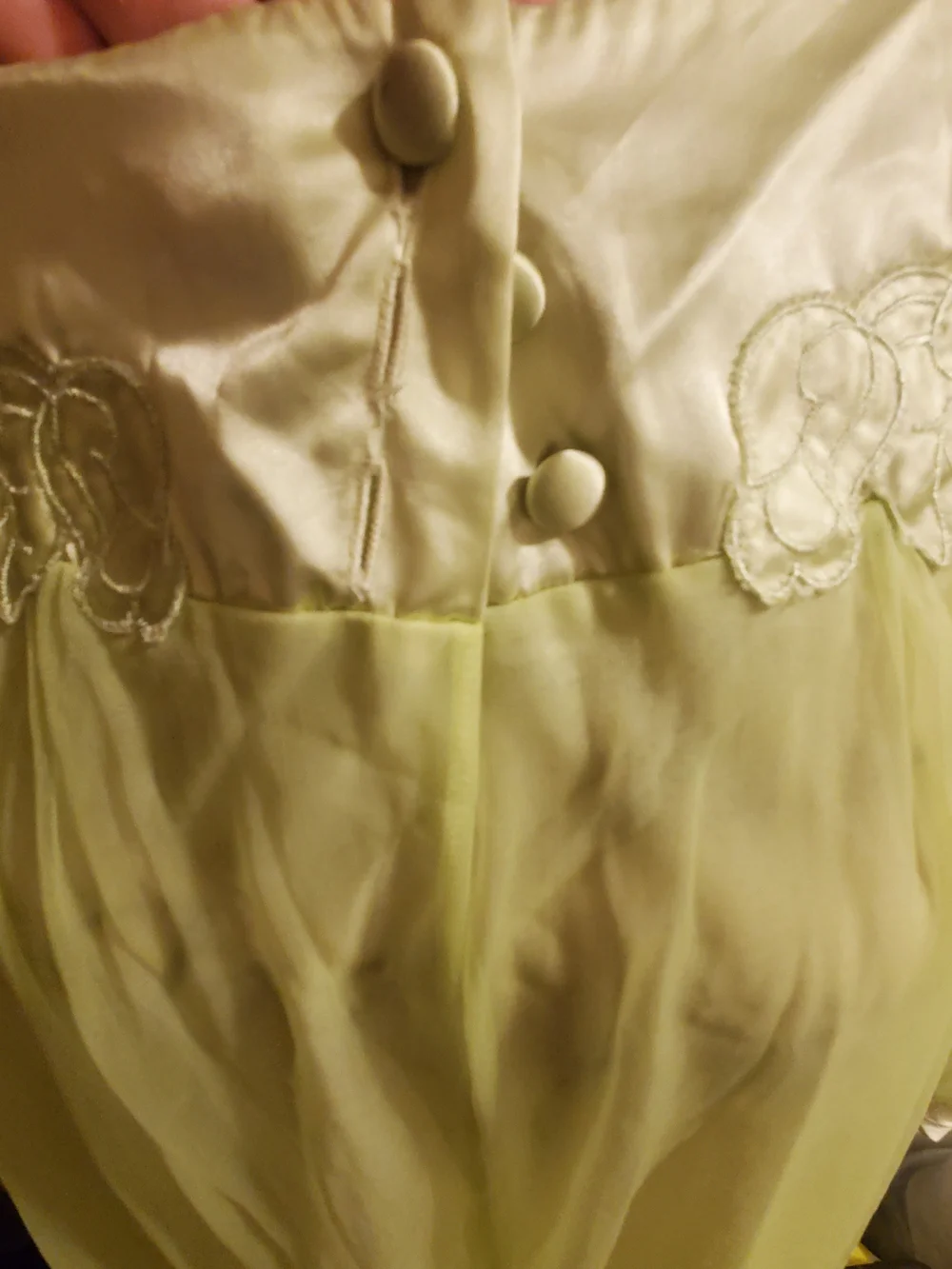 Sheer Light Green Women's Robe with Floral Yoke